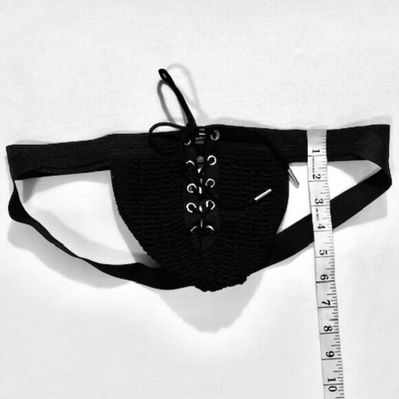FIZX Mark by Undergear Solid Knit Lace-up Athletic Supporter/Jockstrap - Black - Picture 6 of 11